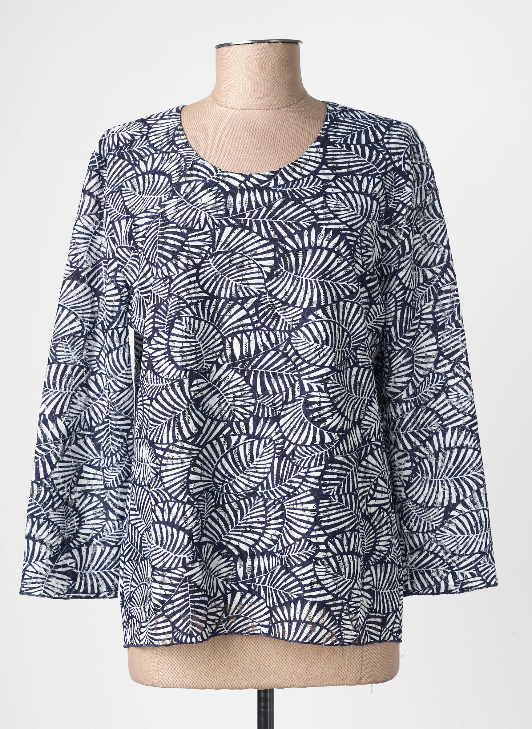 Top stretch manches 3/4 bleu GEVANA femme