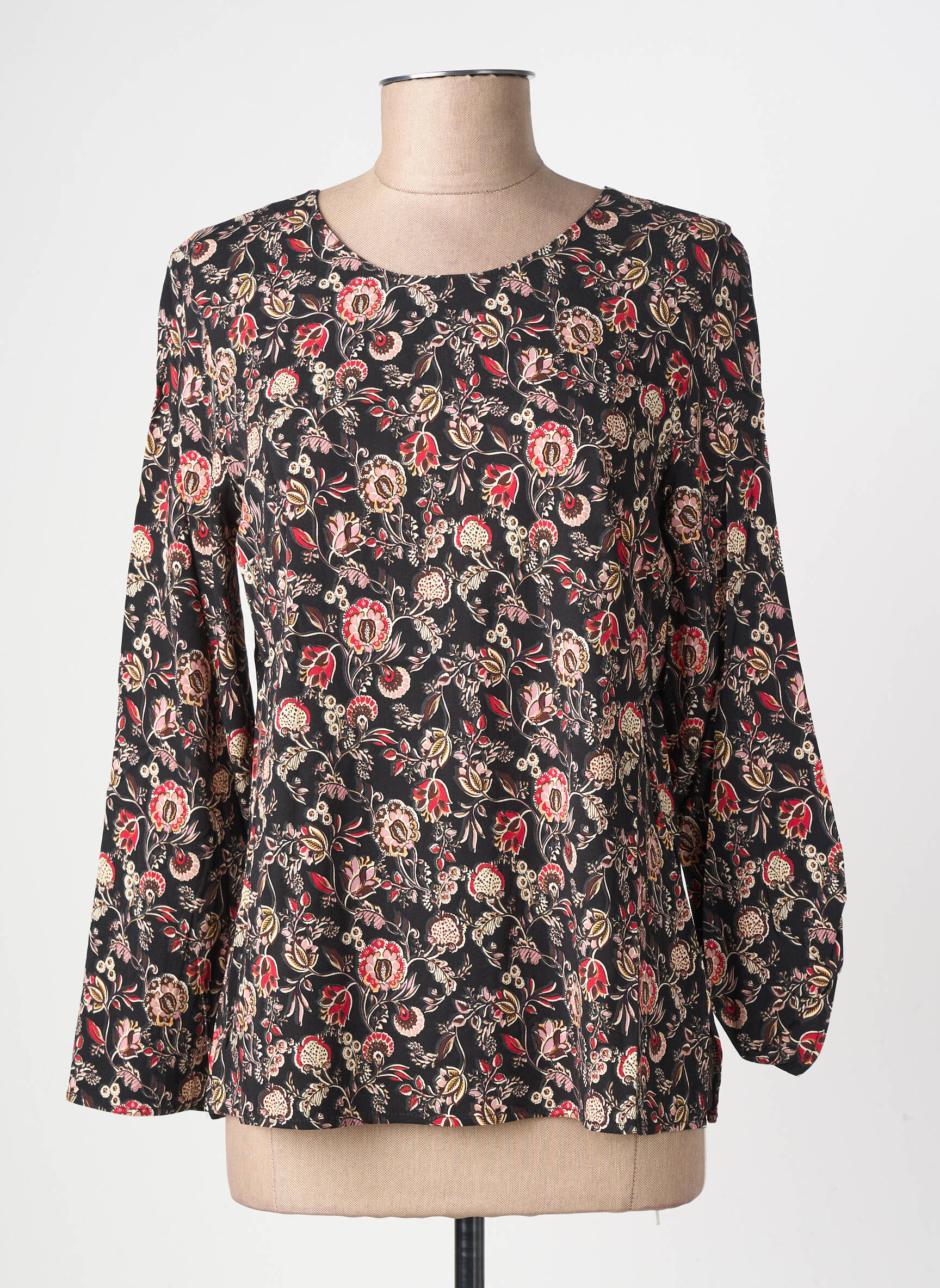T-shirt imprimé fantaisie manches longues noir GEVANA femme