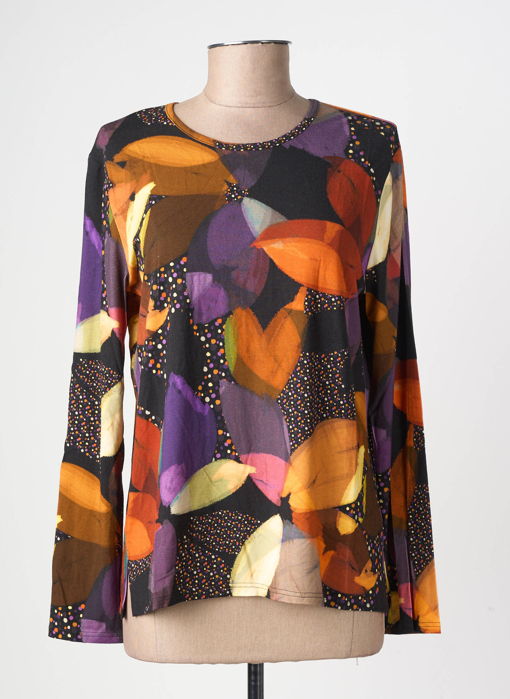 T-shirt imprimé fantaisie manches longues orange GEVANA femme