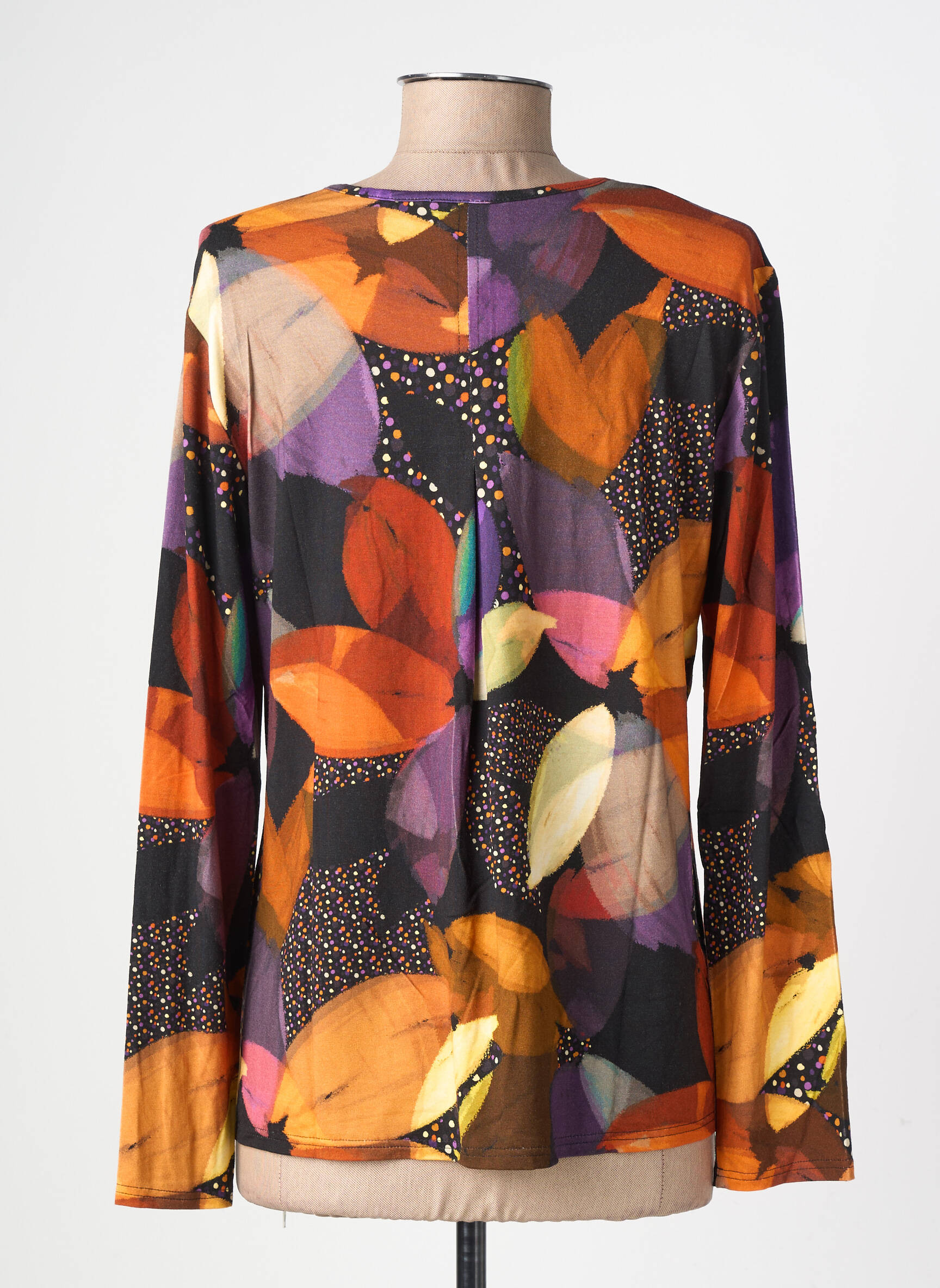 T-shirt imprimé fantaisie manches longues orange GEVANA femme