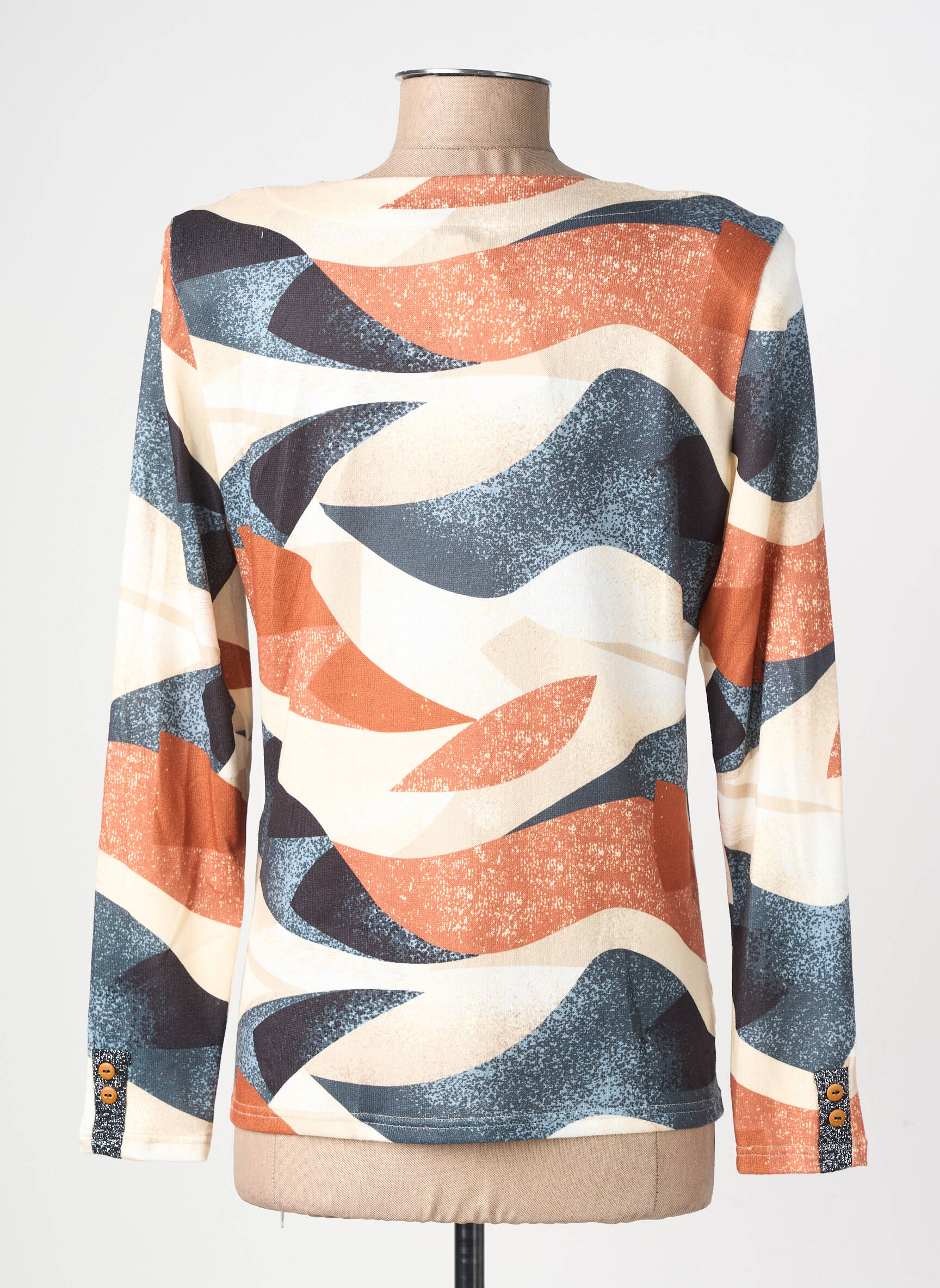 T-shirt imprimé fantaisie manches longues orange GEVANA femme