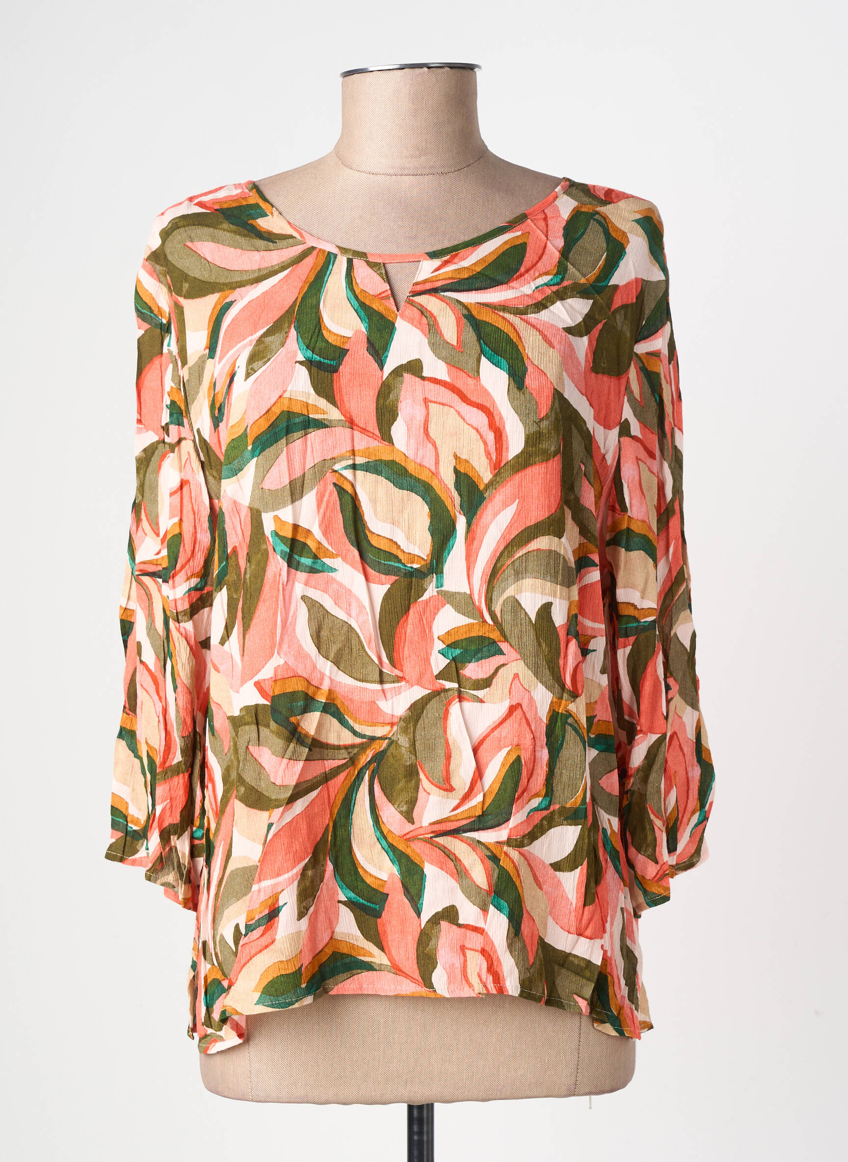 Blouse imprimé fantaisie manches 3/4 orange GEVANA femme