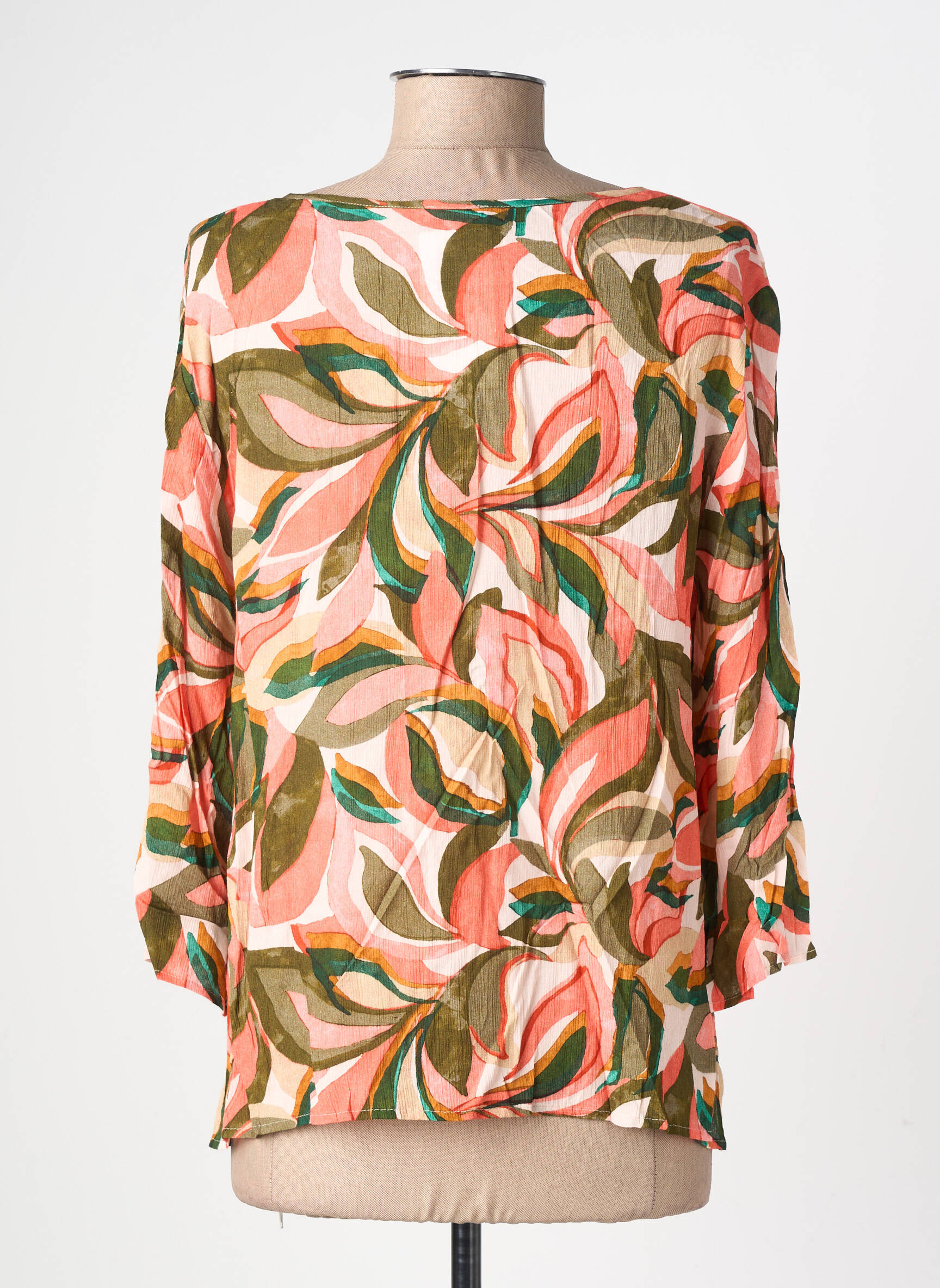 Blouse imprimé fantaisie manches 3/4 orange GEVANA femme
