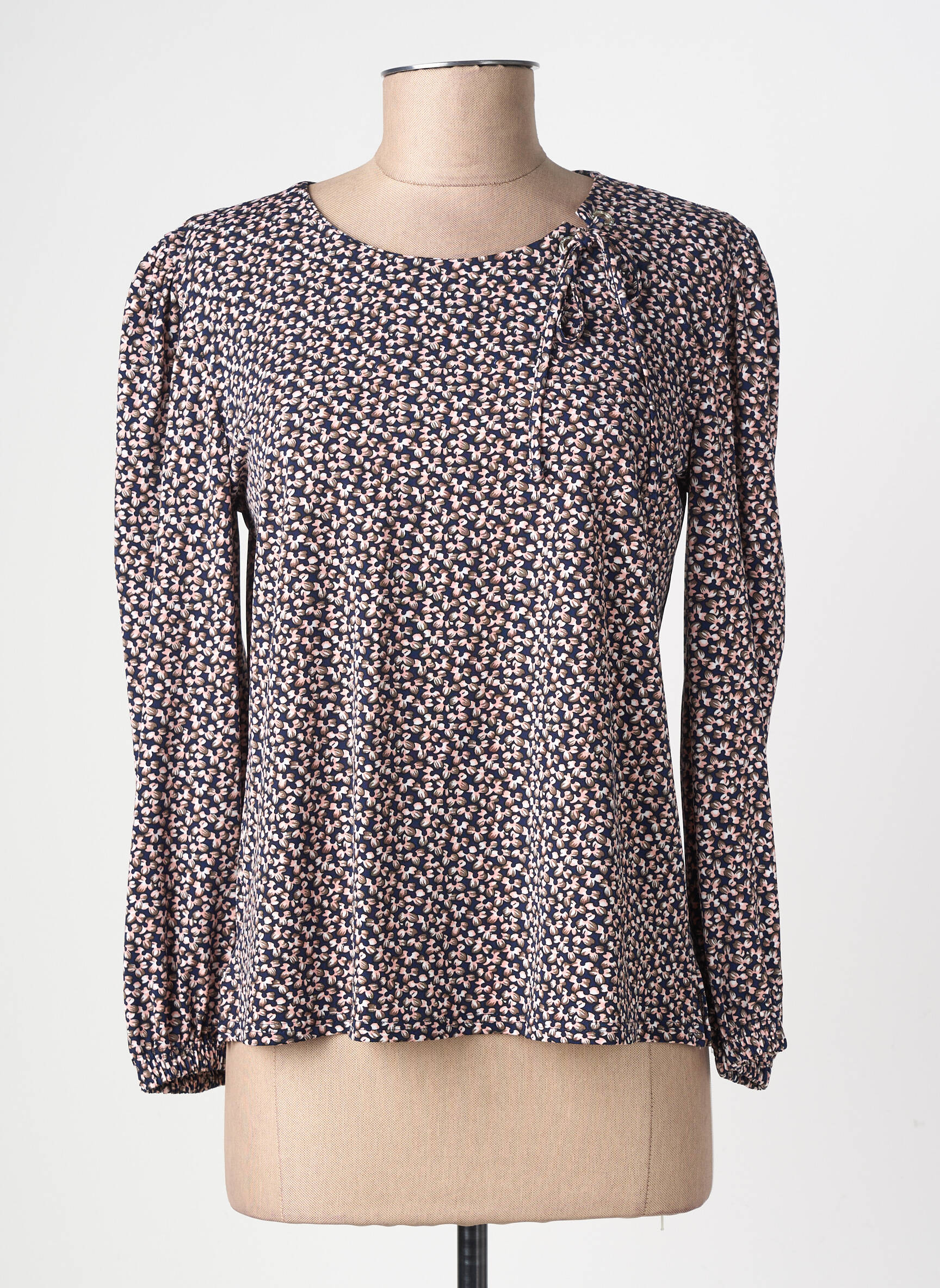 T-shirt imprimé fantaisie manches longues bleu GEVANA femme