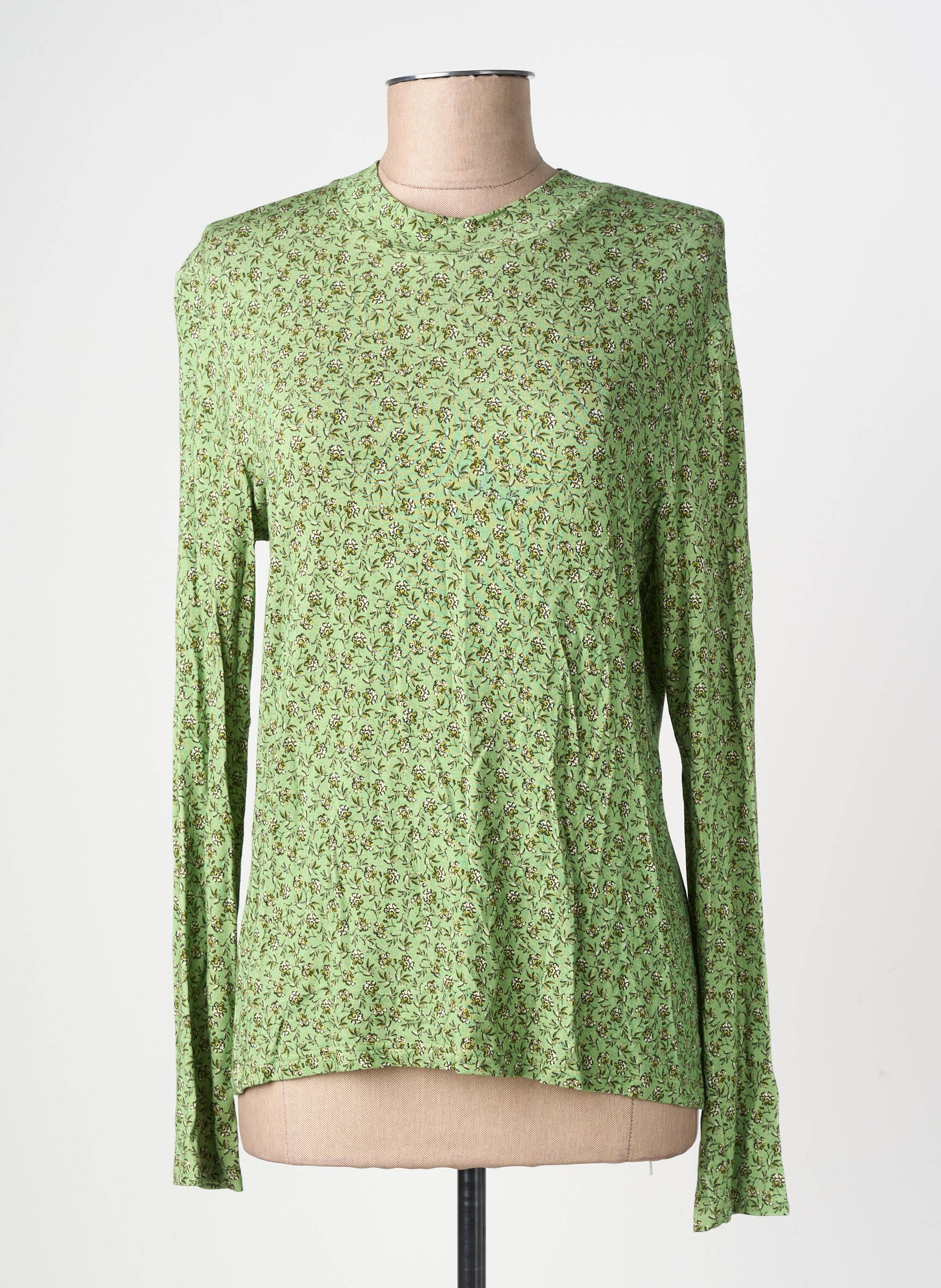 T-shirt imprimé fantaisie manches longues vert GEVANA femme