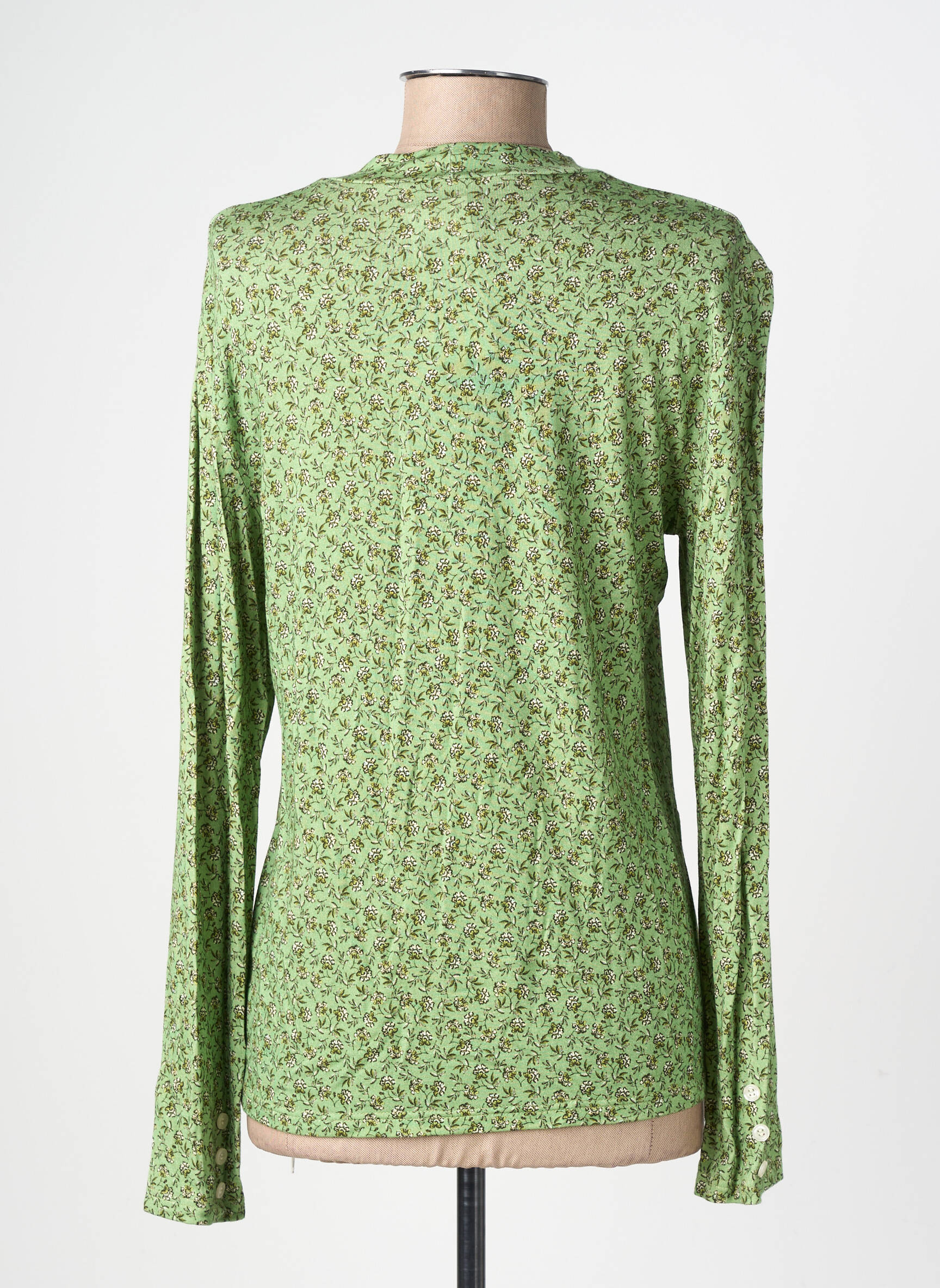 T-shirt imprimé fantaisie manches longues vert GEVANA femme