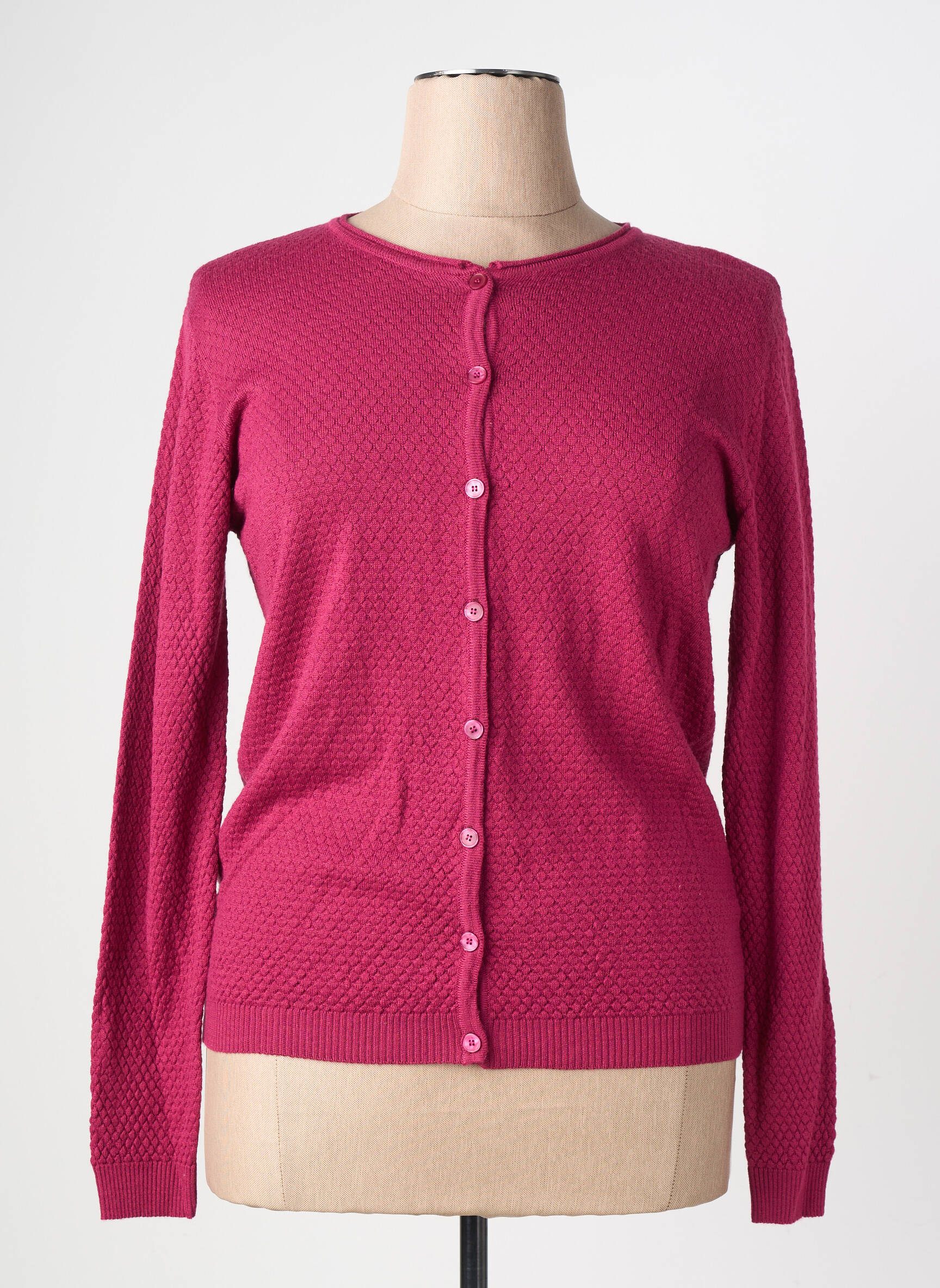 Gilet manches longues col rond violet GEVANA femme