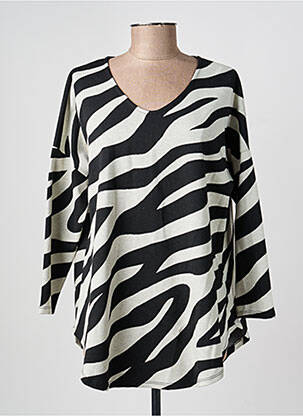 Pull tunique stretch manches longues noir GEVANA femme