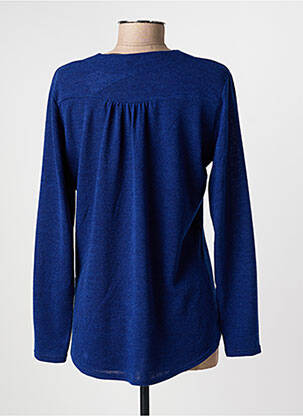 Pull tissage chiné manches longues bleu GEVANA femme