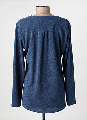 Pull tissage chiné manches longues bleu fonce GEVANA femme
