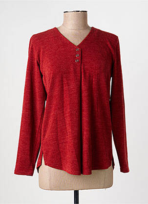 Pull tissage chiné manches longues orange GEVANA femme