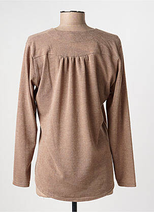 Pull tissage chiné manches longues marron GEVANA femme