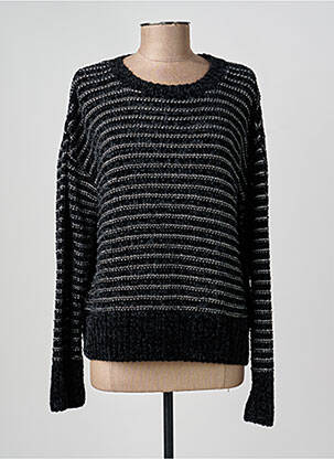 Pull stretch manches longues noir GEVANA femme