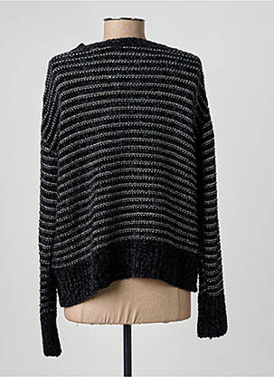 Pull stretch manches longues noir GEVANA femme