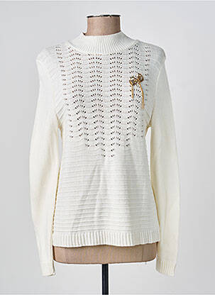 Pull coupe cintrée manches longues beige GEVANA femme
