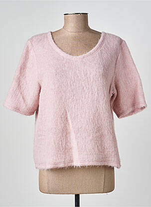 Pull coupe cintrée manches courtes rose GEVANA femme