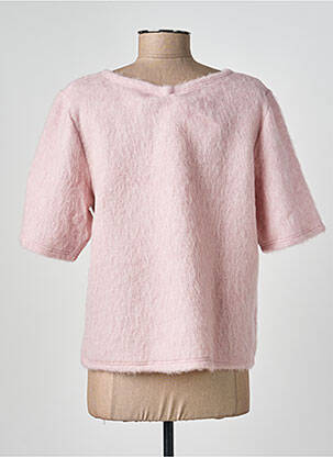 Pull coupe cintrée manches courtes rose GEVANA femme