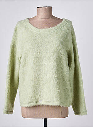 Pull coupe droite manches longues vert GEVANA femme