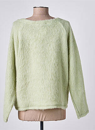 Pull coupe droite manches longues vert GEVANA femme