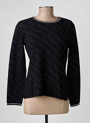 Pull coupe cintrée manches longues noir GEVANA femme