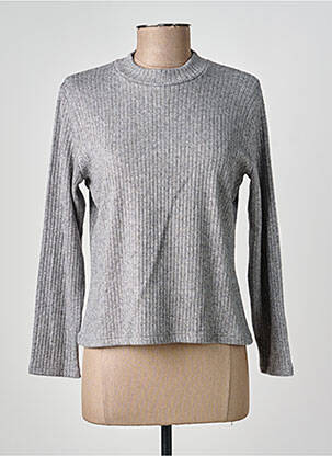 Pull coupe cintrée manches longues argent GEVANA femme