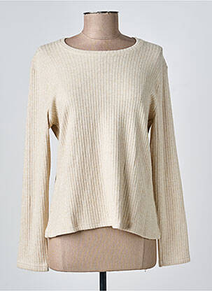 Pull coupe cintrée manches longues beige GEVANA femme
