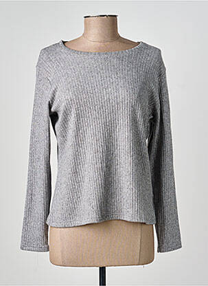 Pull coupe cintrée manches longues gris GEVANA femme