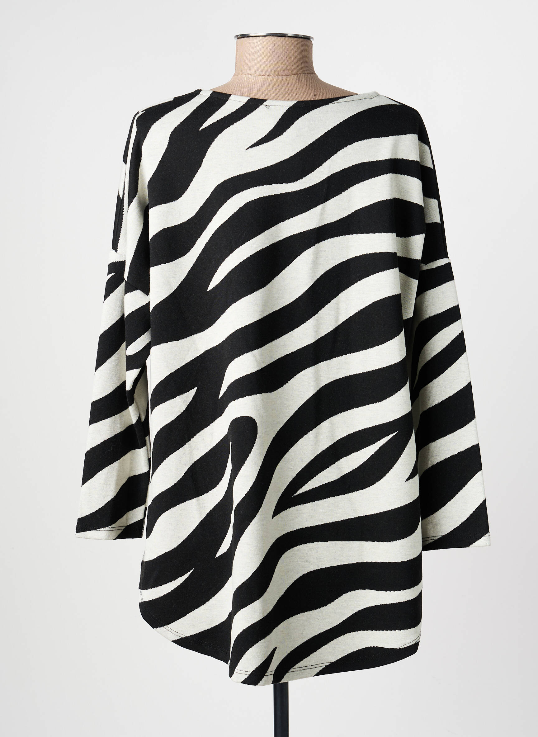 Pull tunique stretch manches longues noir GEVANA femme