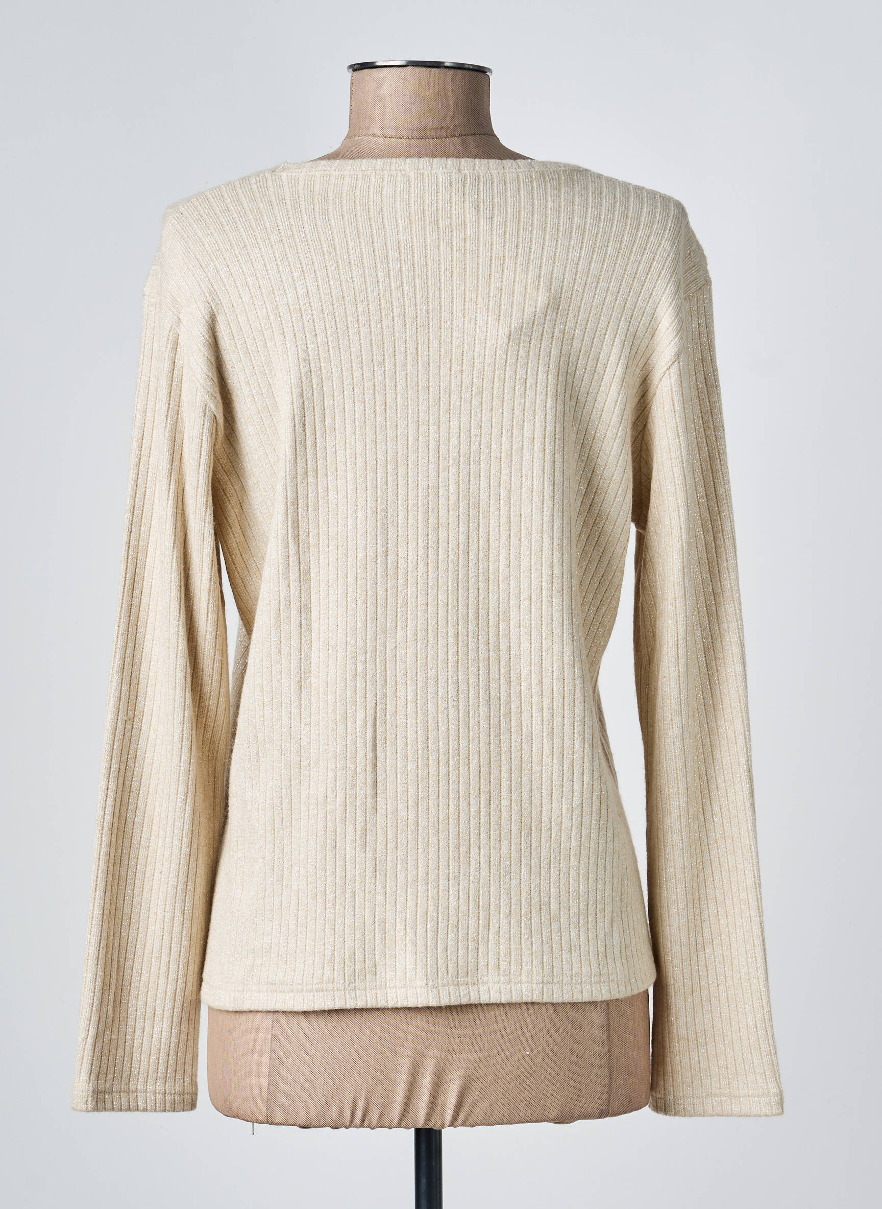 Pull coupe cintrée manches longues beige GEVANA femme