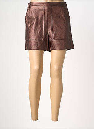 Short tissage simili-cuir taille normale marron GEVANA femme