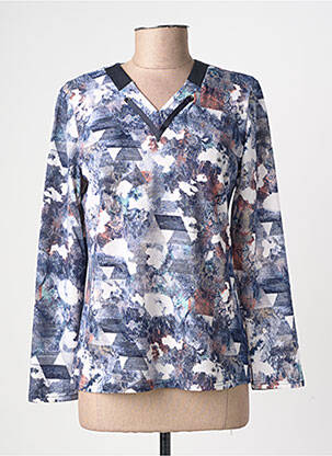 Pull coupe droite manches longues bleu GEVANA femme