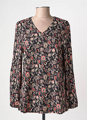Blouse tissage popeline manches longues noir GEVANA femme