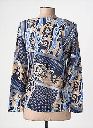 Pull coupe droite manches longues bleu GEVANA femme