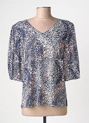 Top stretch manches 3/4 bleu GEVANA femme