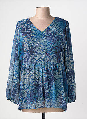 Blouse imprimé fantaisie manches longues bleu GEVANA femme