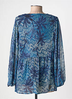 Blouse imprimé fantaisie manches longues bleu GEVANA femme