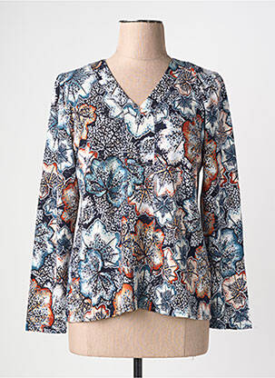 T-shirt imprimé fantaisie manches longues bleu GEVANA femme