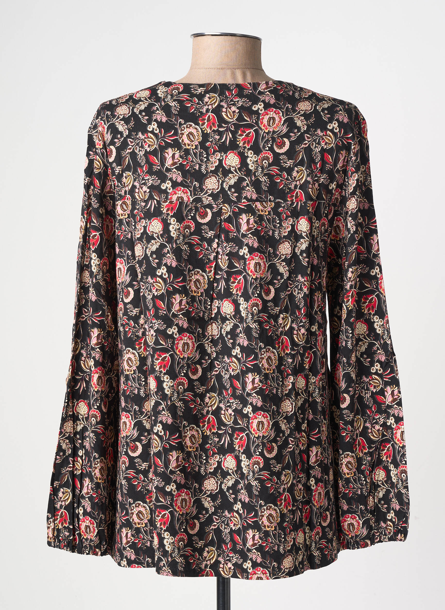Blouse tissage popeline manches longues noir GEVANA femme