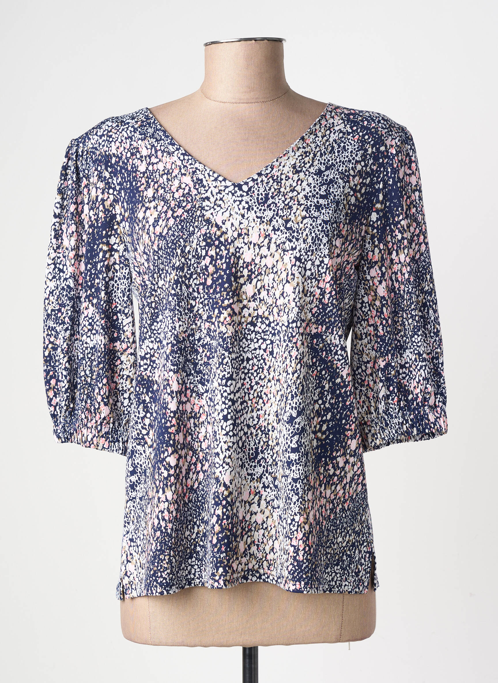 Top stretch manches 3/4 bleu GEVANA femme