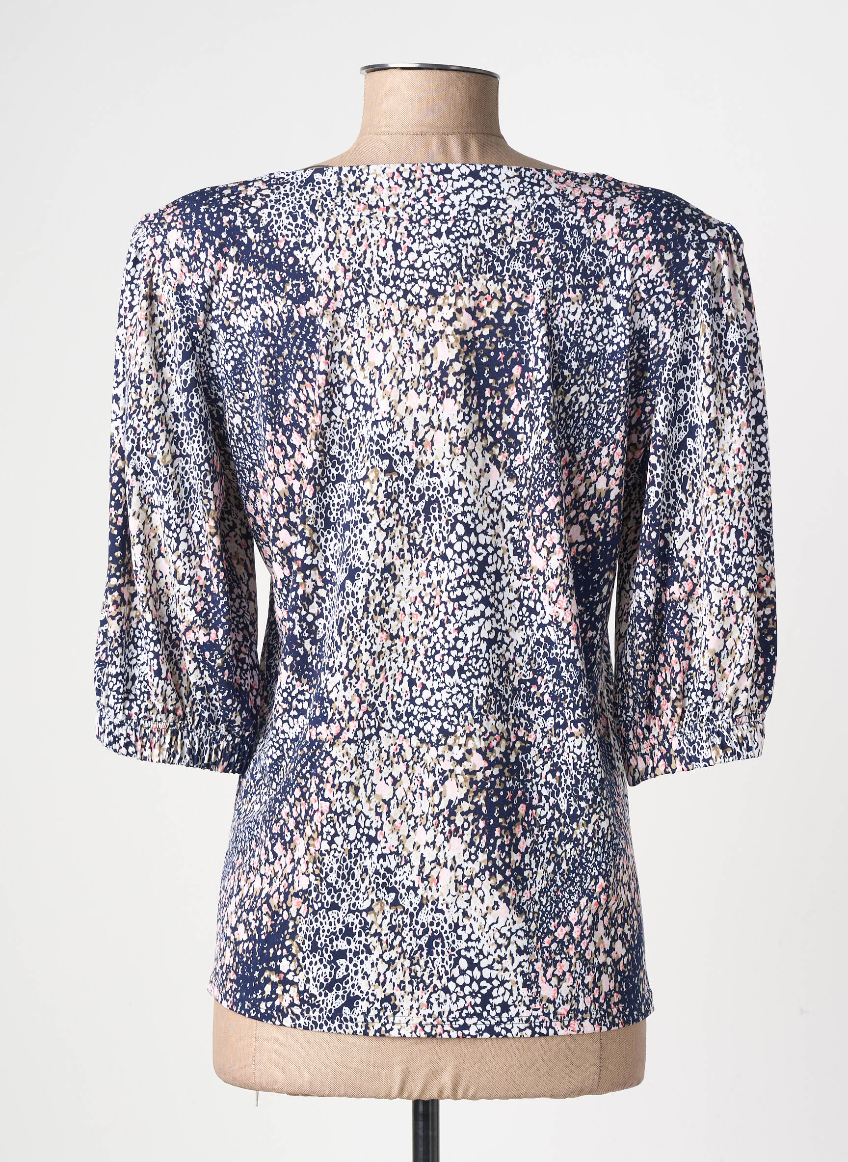 Top stretch manches 3/4 bleu GEVANA femme