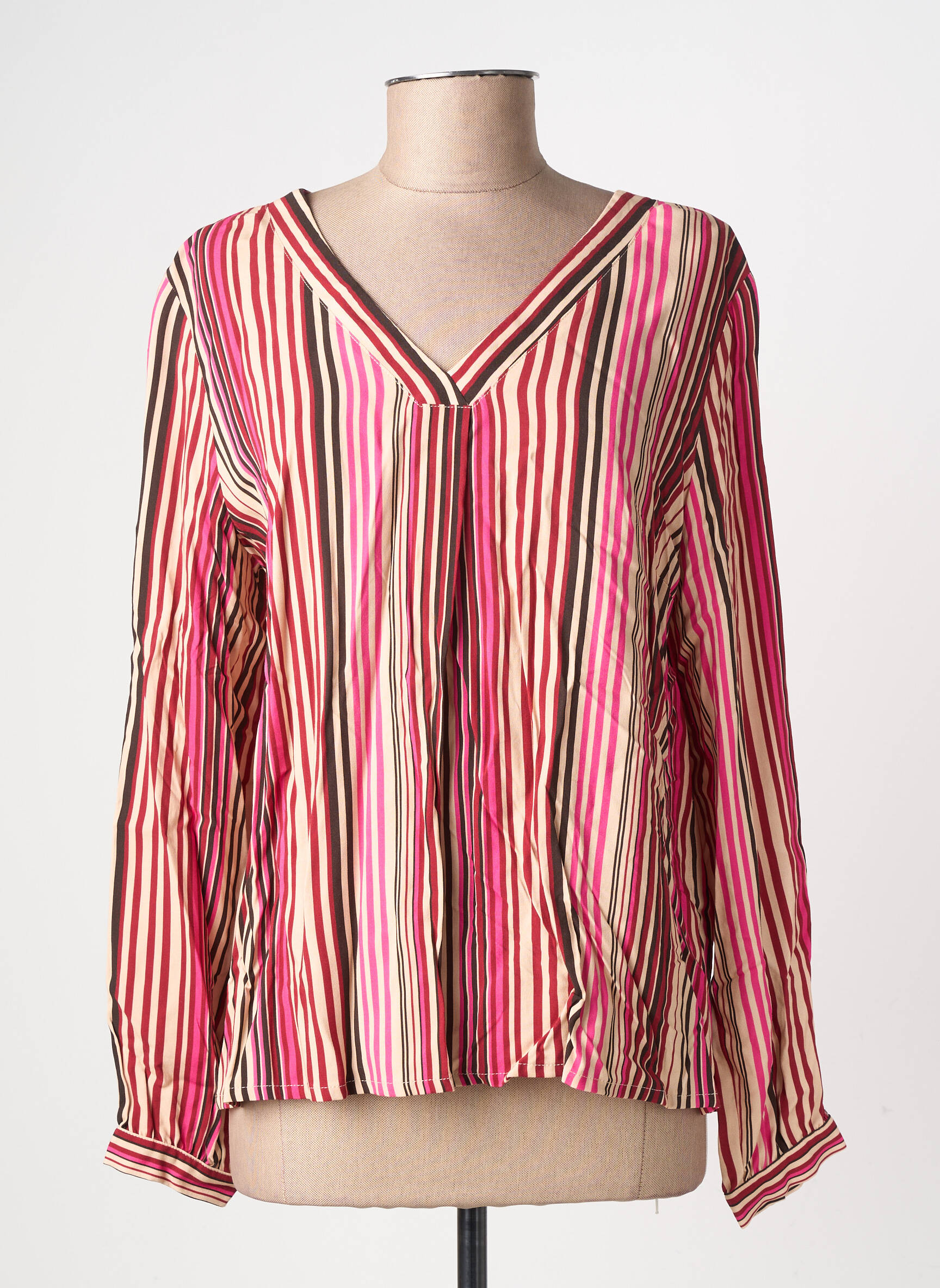 Blouse tissage popeline manches longues rose GEVANA femme