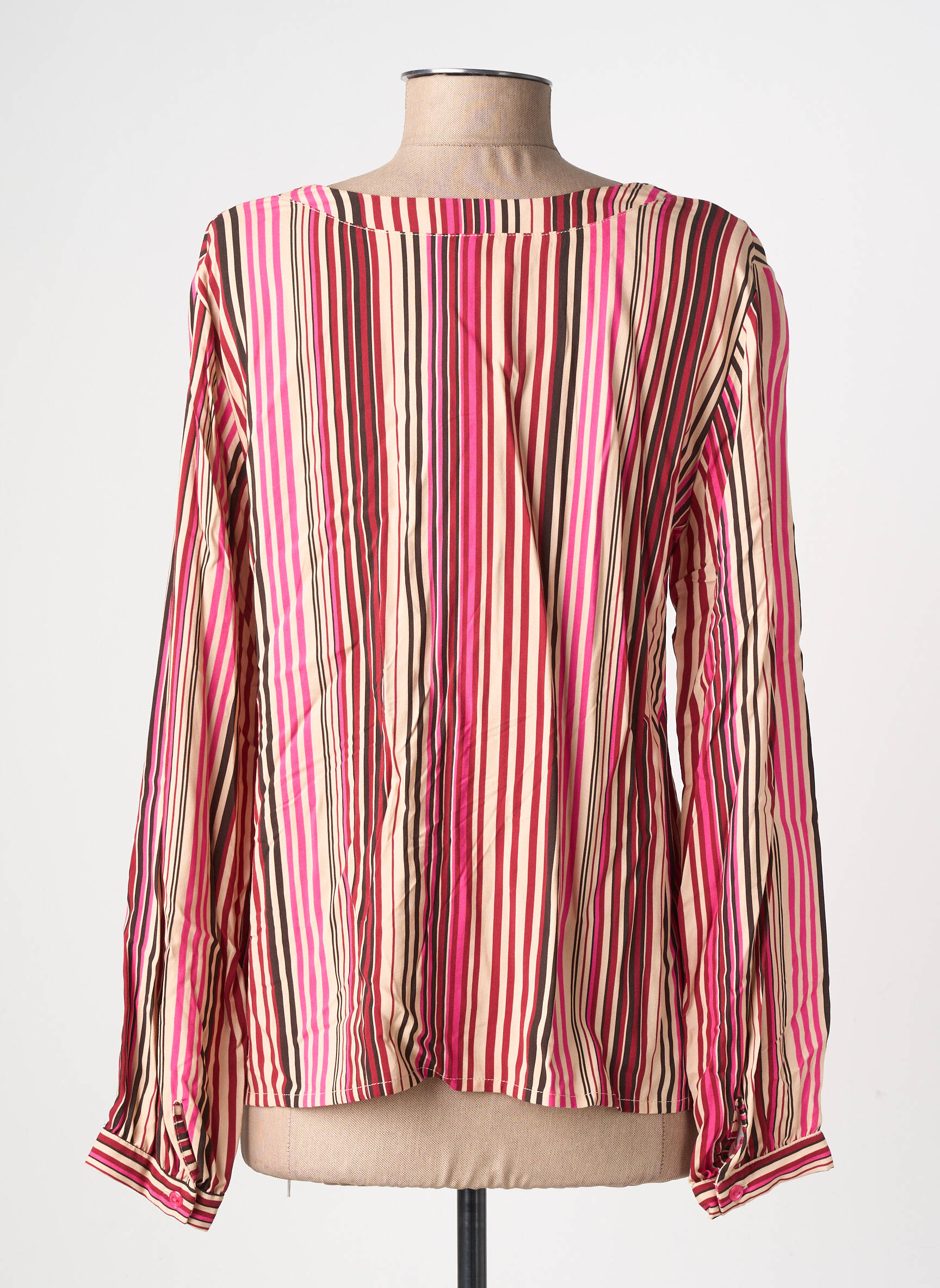 Blouse tissage popeline manches longues rose GEVANA femme