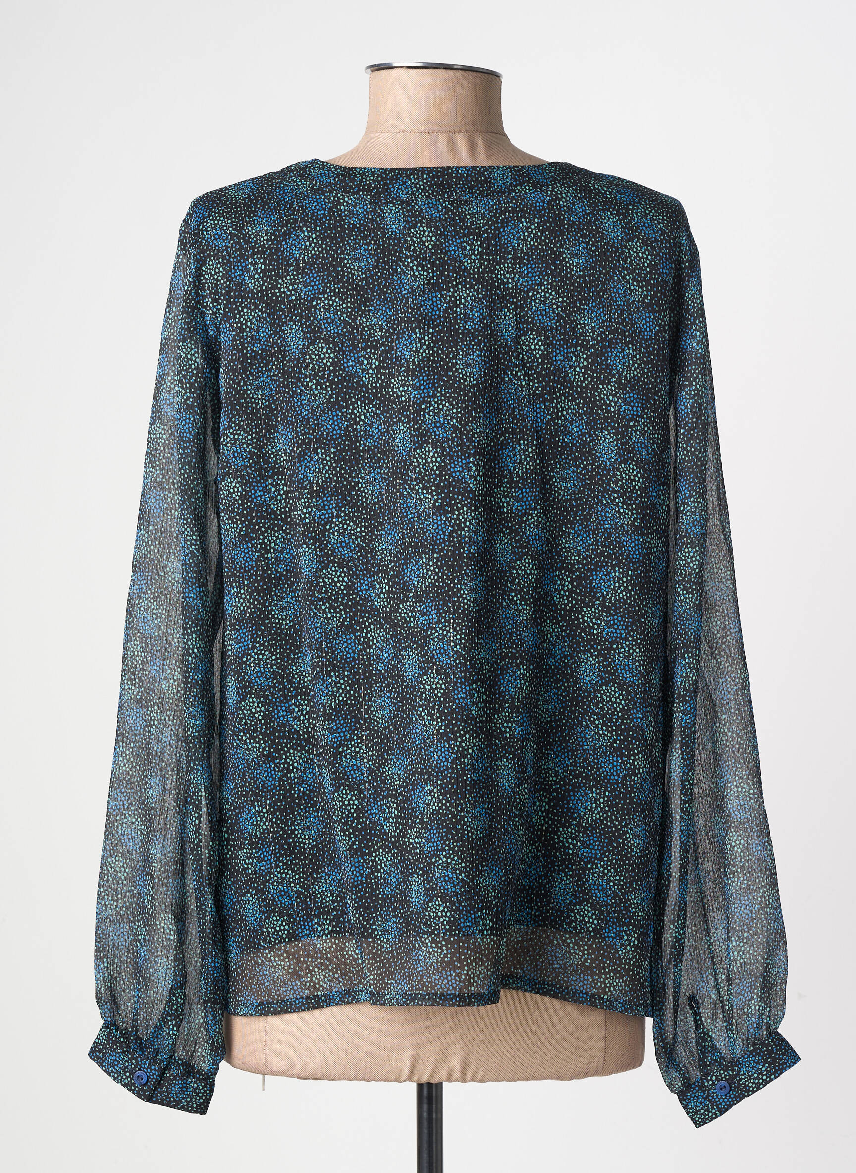 Blouse imprimé fantaisie manches longues noir GEVANA femme