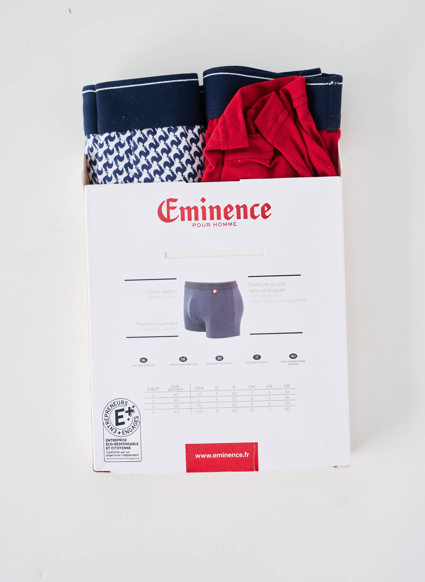 Boxer imprimé fantaisie rouge EMINENCE homme