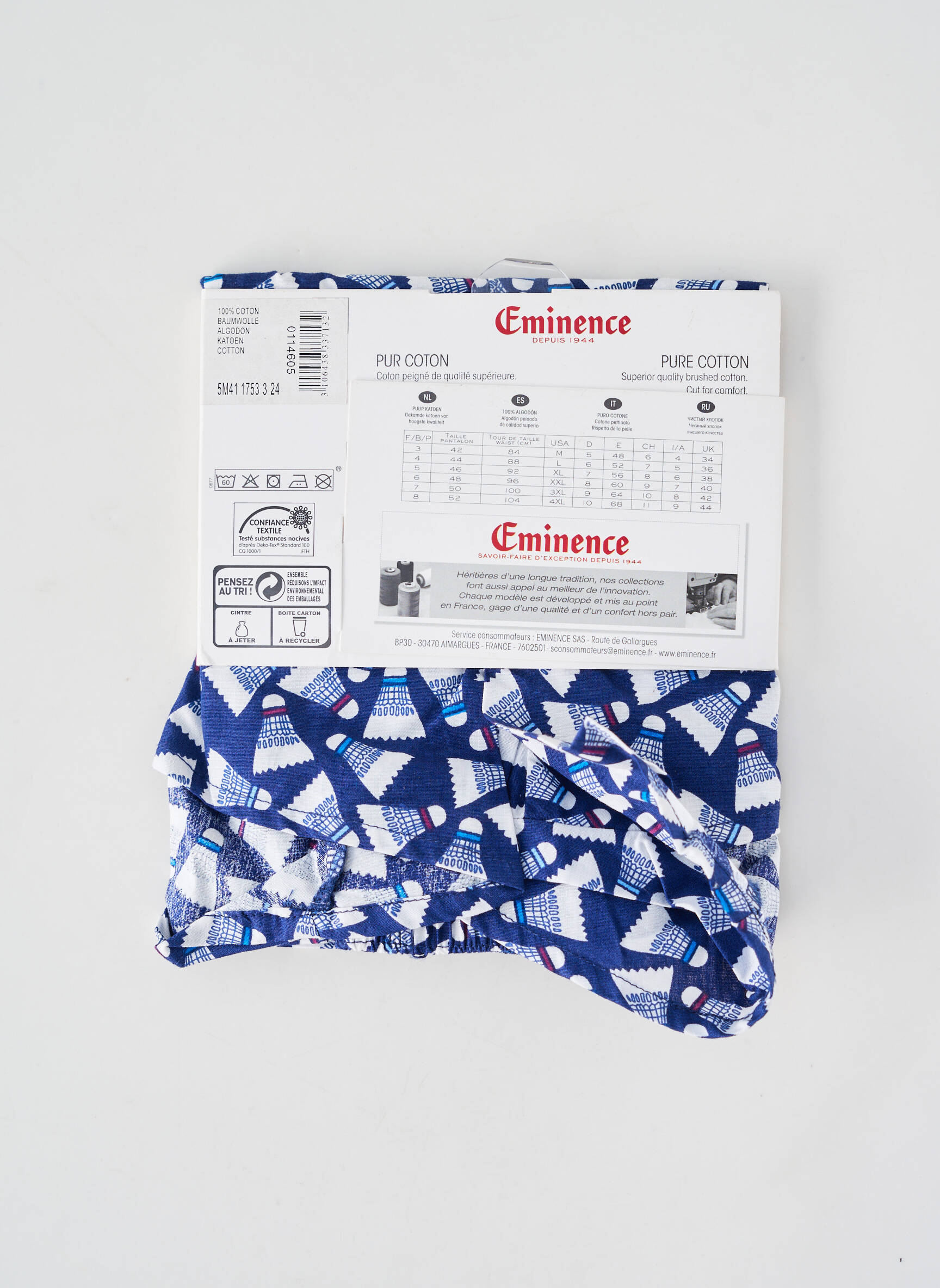 Caleçon imprimé fantaisie bleu EMINENCE homme