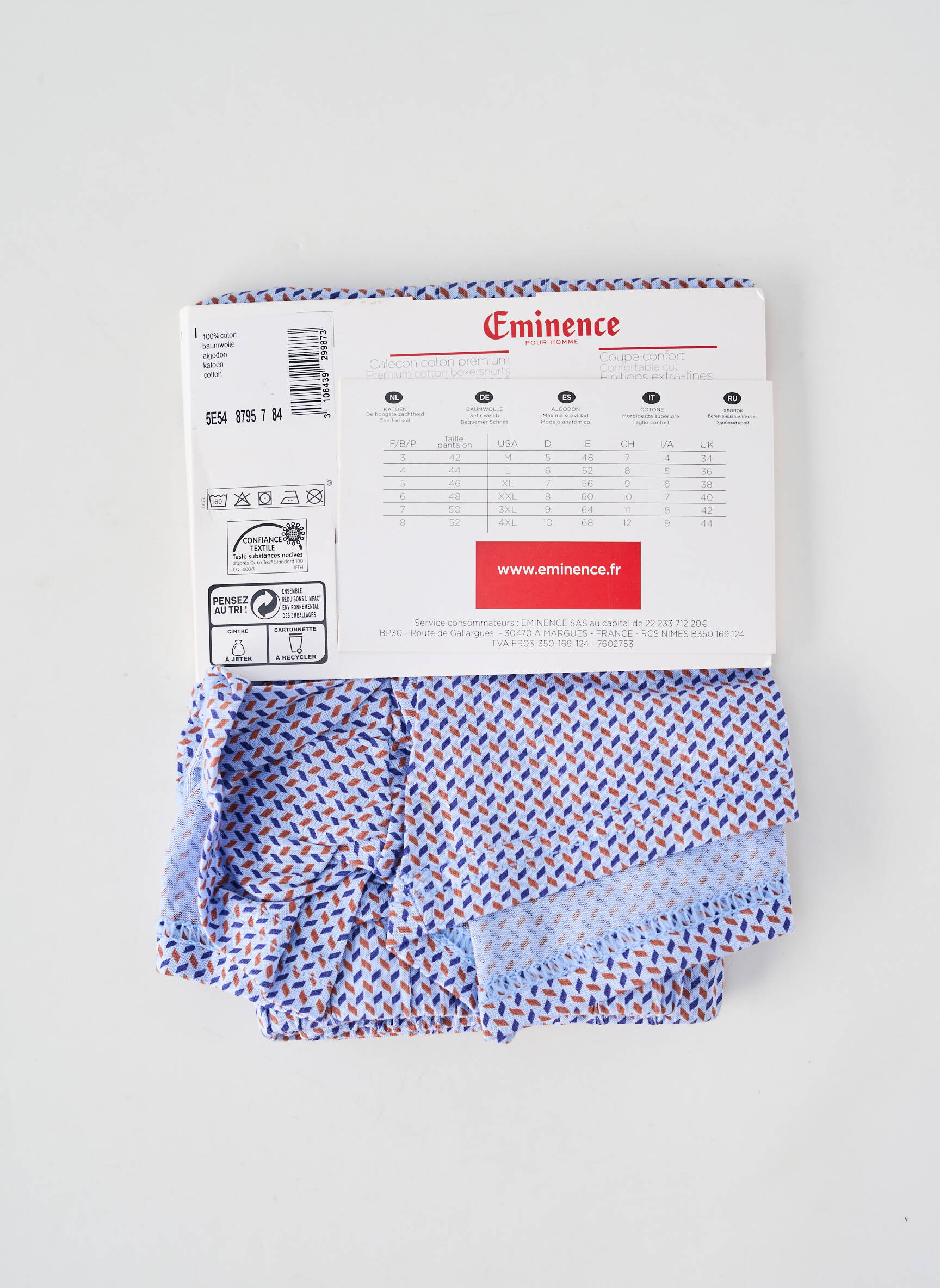 Caleçon stretch bleu EMINENCE homme