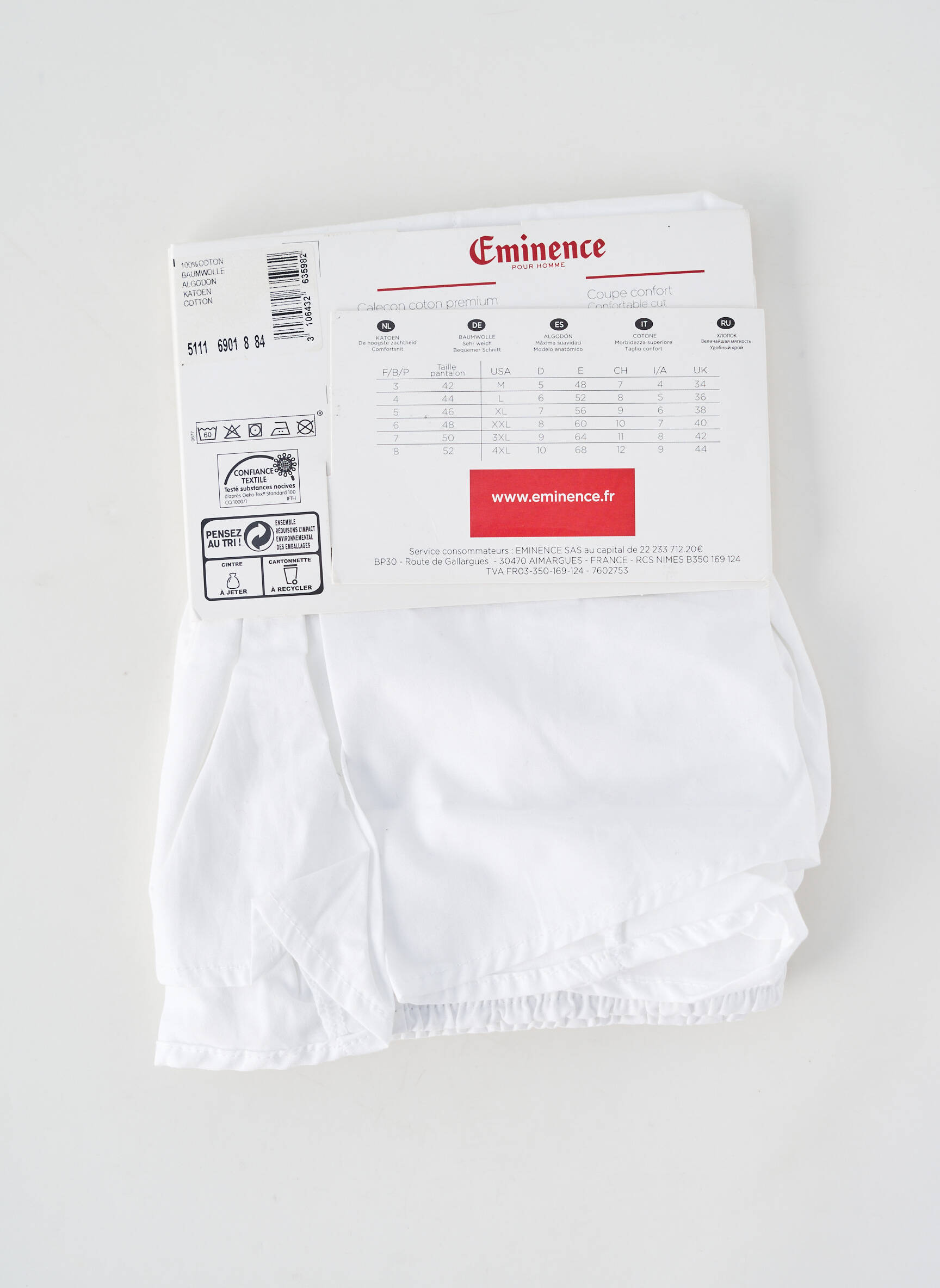 Caleçon stretch blanc EMINENCE homme