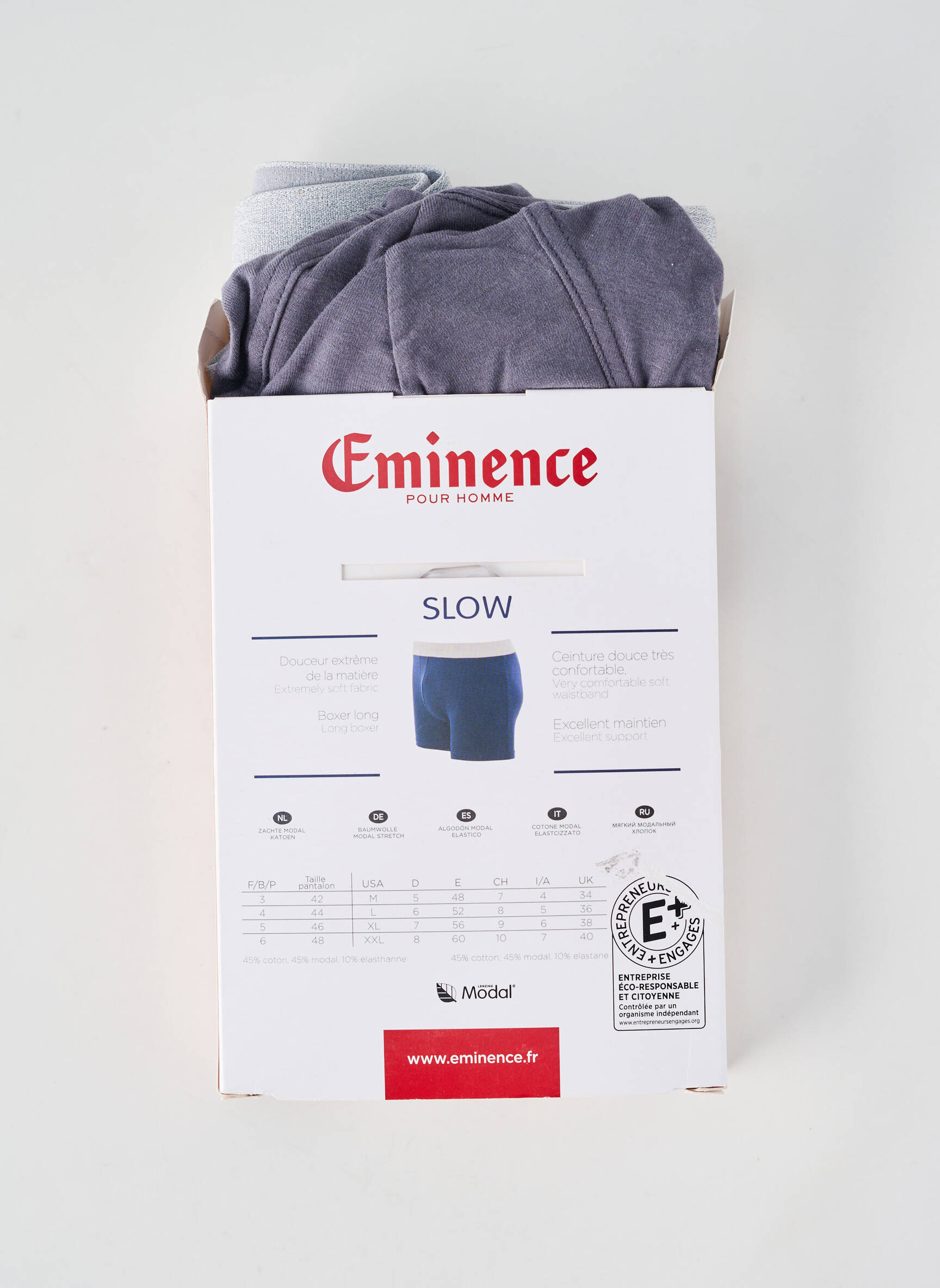Boxer stretch gris EMINENCE homme