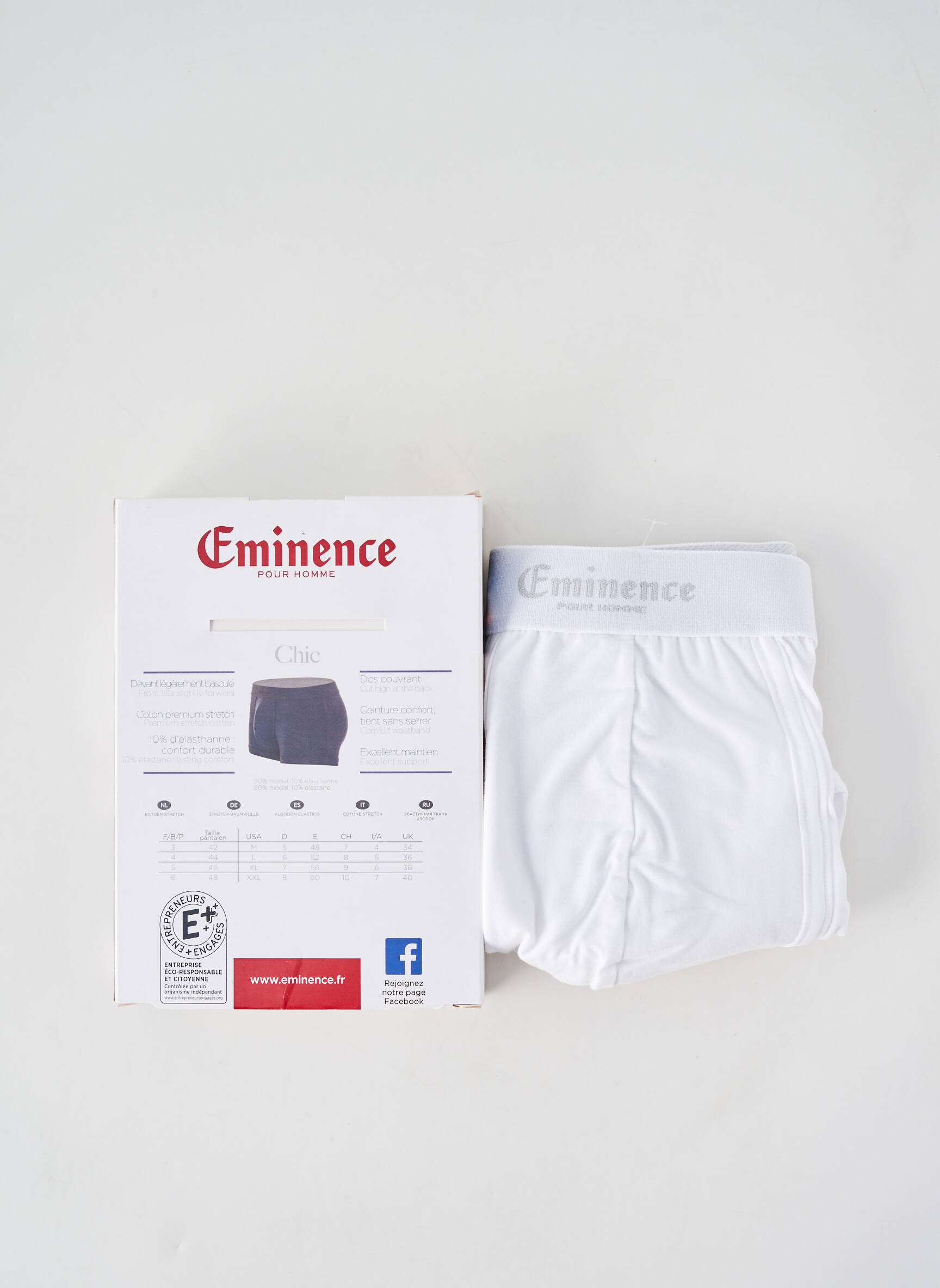Boxer stretch blanc EMINENCE homme