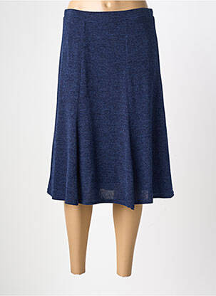 Jupe mi-longue stretch bleu GEVANA femme